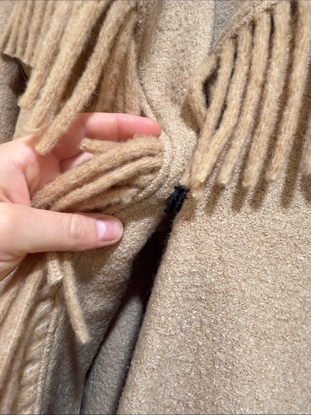 Tahari Camel Fringe Open-Front Cardigan Sweater - Picture 7 of 12